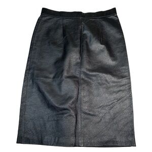 Black‎ Leather fitted pencil Skirt vintage 90s midi